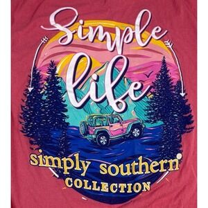 Simply Southern Collection T Shirt Simple Life Graphic Tee Red Cotton Size Small